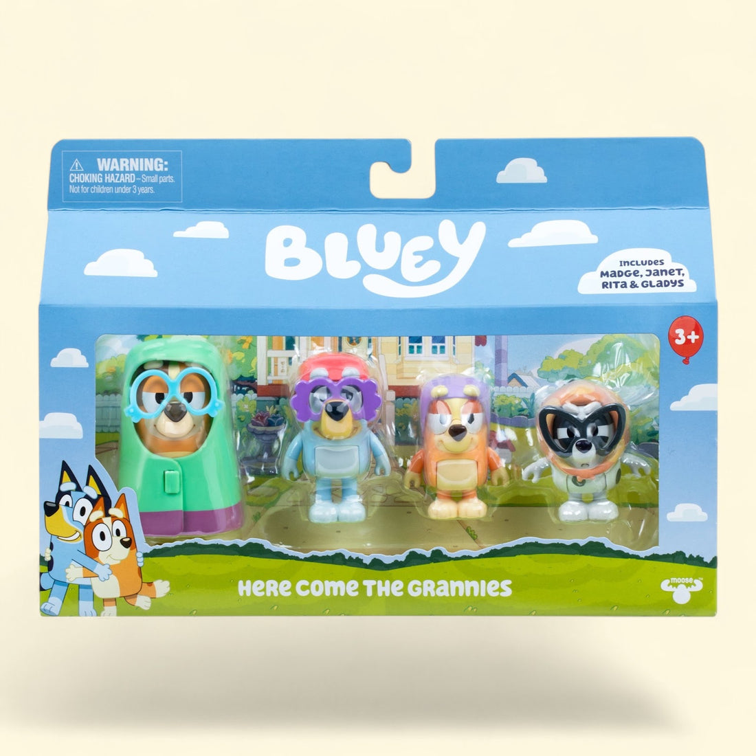 Bluey Here Come the Grannies Poseable Figures, 4-Pack — authentic US product shipped worldwide by Toy Terminal