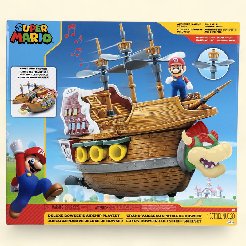 Nintendo Super Mario Deluxe Bowser's Airship, 2.5-inch Action Figure Playset