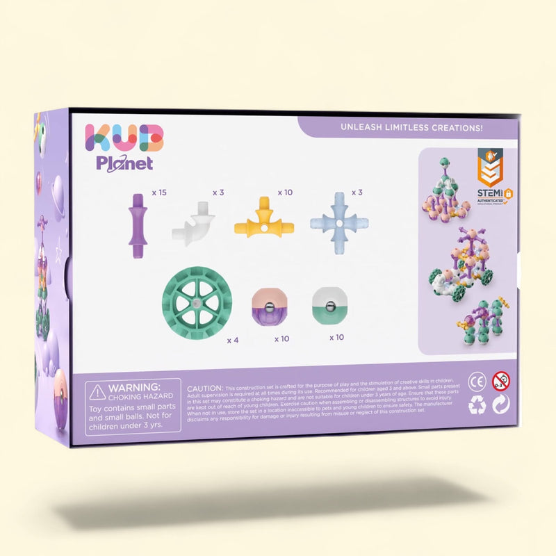 KUB Planet Magnetic Building Set, 55pc Cosmic Soft Space Color Blocks