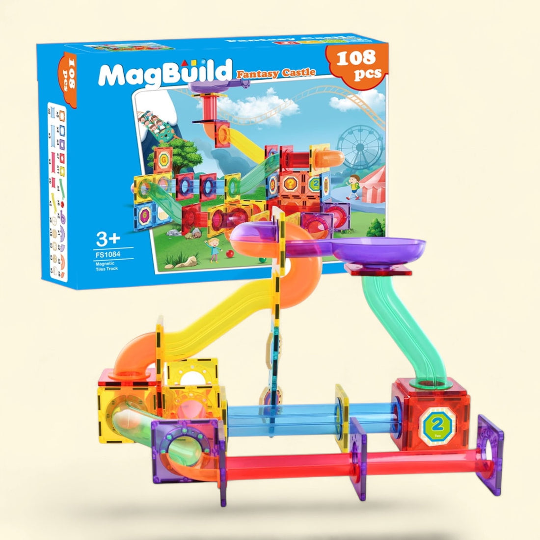 Kids Magnetic Building Blocks, 108-Piece Fantasy Castle Set — authentic US product shipped worldwide by Toy Terminal