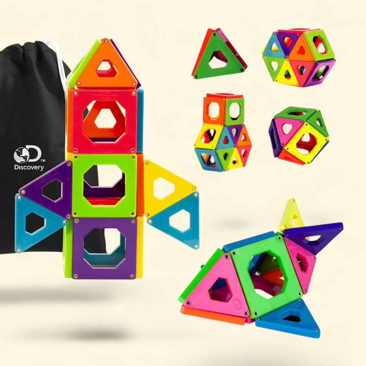 Discovery Kids Magnetic Tiles Set, 24 Pieces (12 Triangles, 12 Squa... — authentic US product shipped worldwide by Toy Terminal