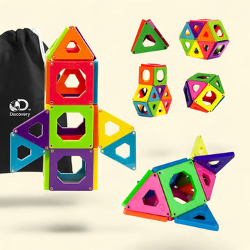 Discovery Kids Magnetic Tiles Set, 24 Pieces (12 Triangles, 12 Squa... — authentic US product shipped worldwide by Toy Terminal