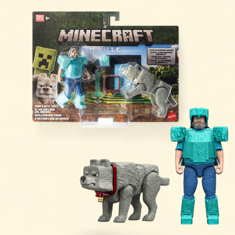 Minecraft Man’s Best Wolf Pack Set with 2 Action Figures & 2 Accessories