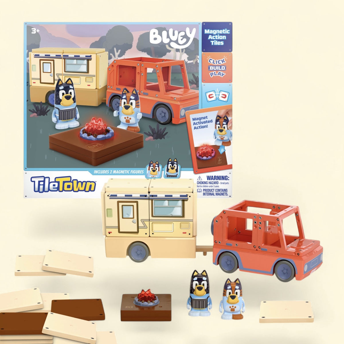 Tile Town Bluey Heeler Camper Magnetic Tiles Construction Playset,... — authentic US product shipped worldwide by Toy Terminal