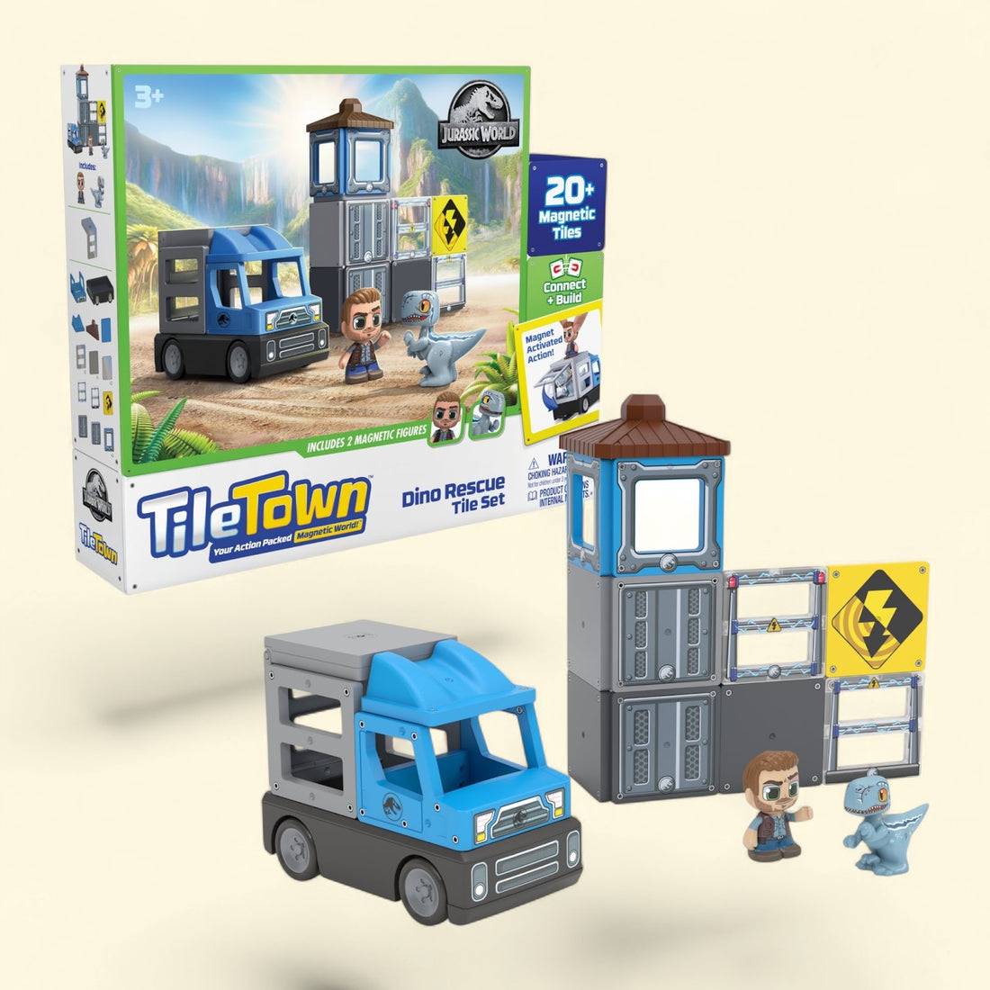 Tile Town Jurassic World Dino Rescue Magnetic Tiles Set with Figure... — authentic US product shipped worldwide by Toy Terminal