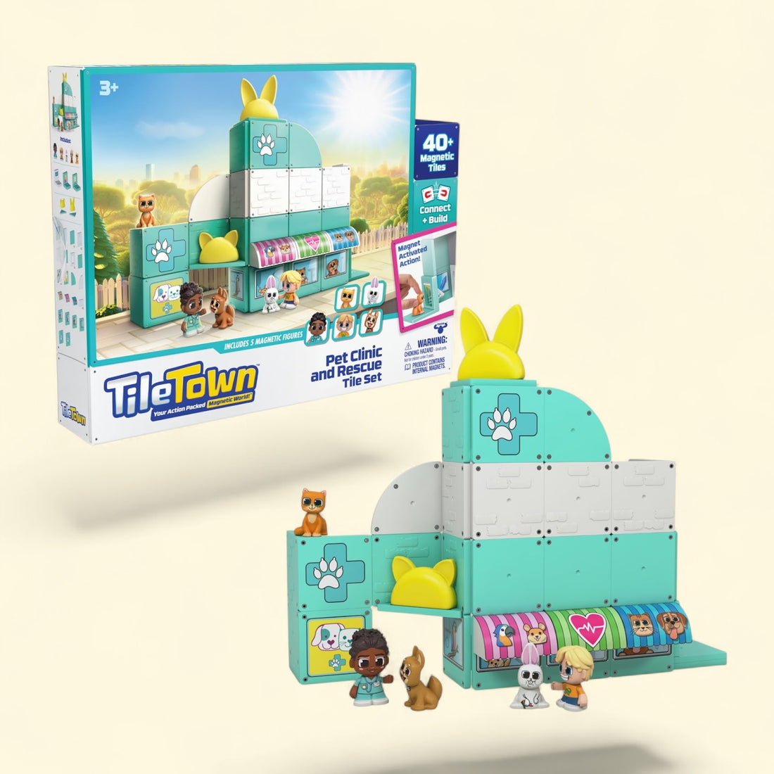 Tile Town Pet Vet Magnetic Tiles Playset and Figures, Ages 3+ — authentic US product shipped worldwide by Toy Terminal