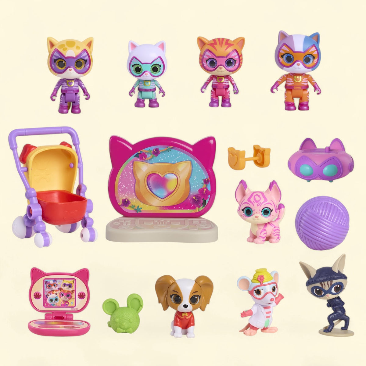 Disney Jr. SuperKitties Su-Purr Wild Deluxe Figure Set, 15 Pieces — authentic US product shipped worldwide by Toy Terminal